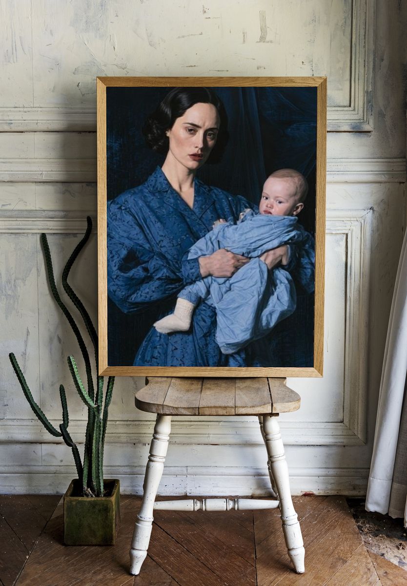 Mother and Baby Portrait Print. room preview