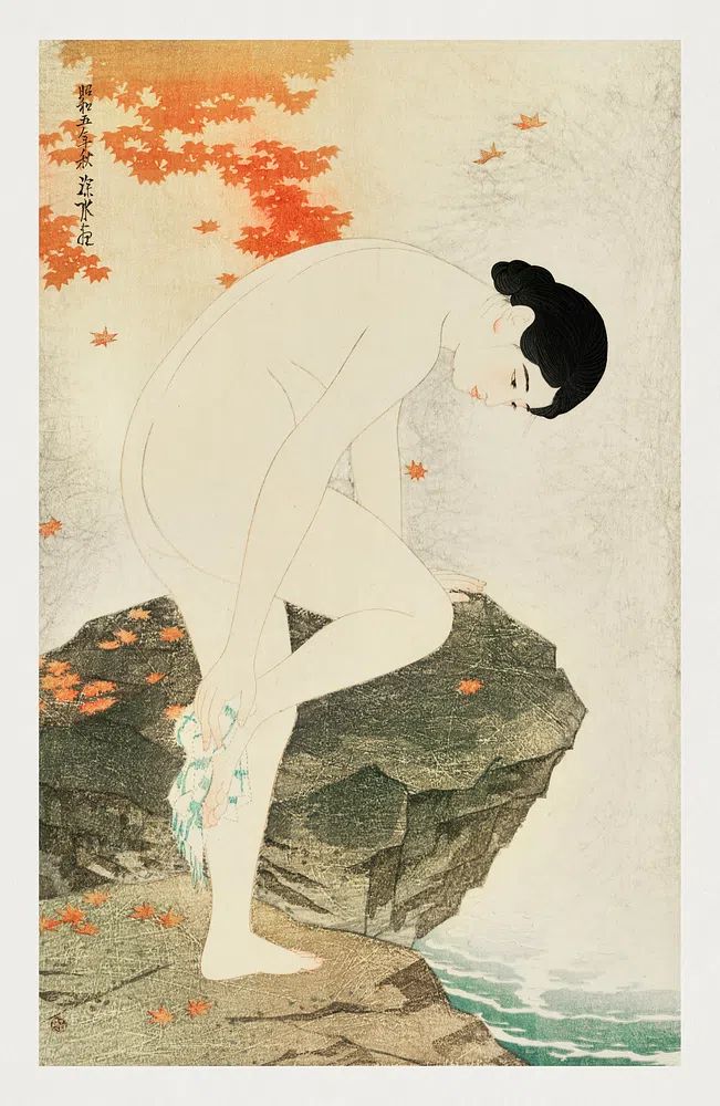 Nude Woman by the Water — Fine Art Print. poster — fine-art art