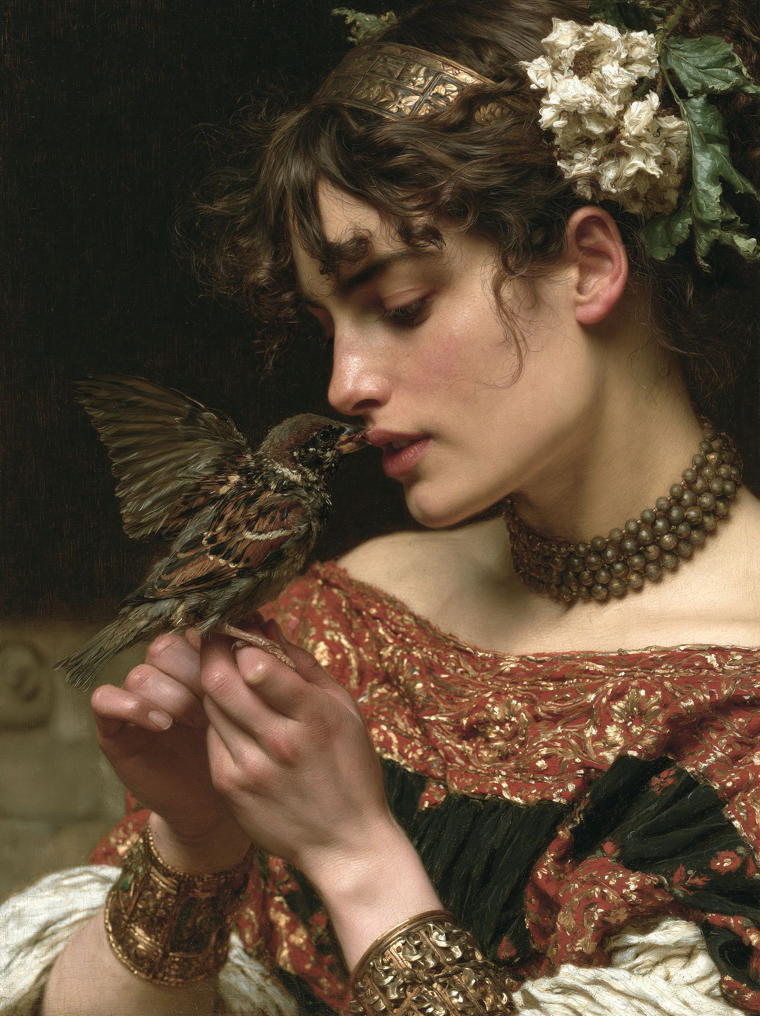 Woman with Sparrow Fine-Art Poster. poster — fine-art art