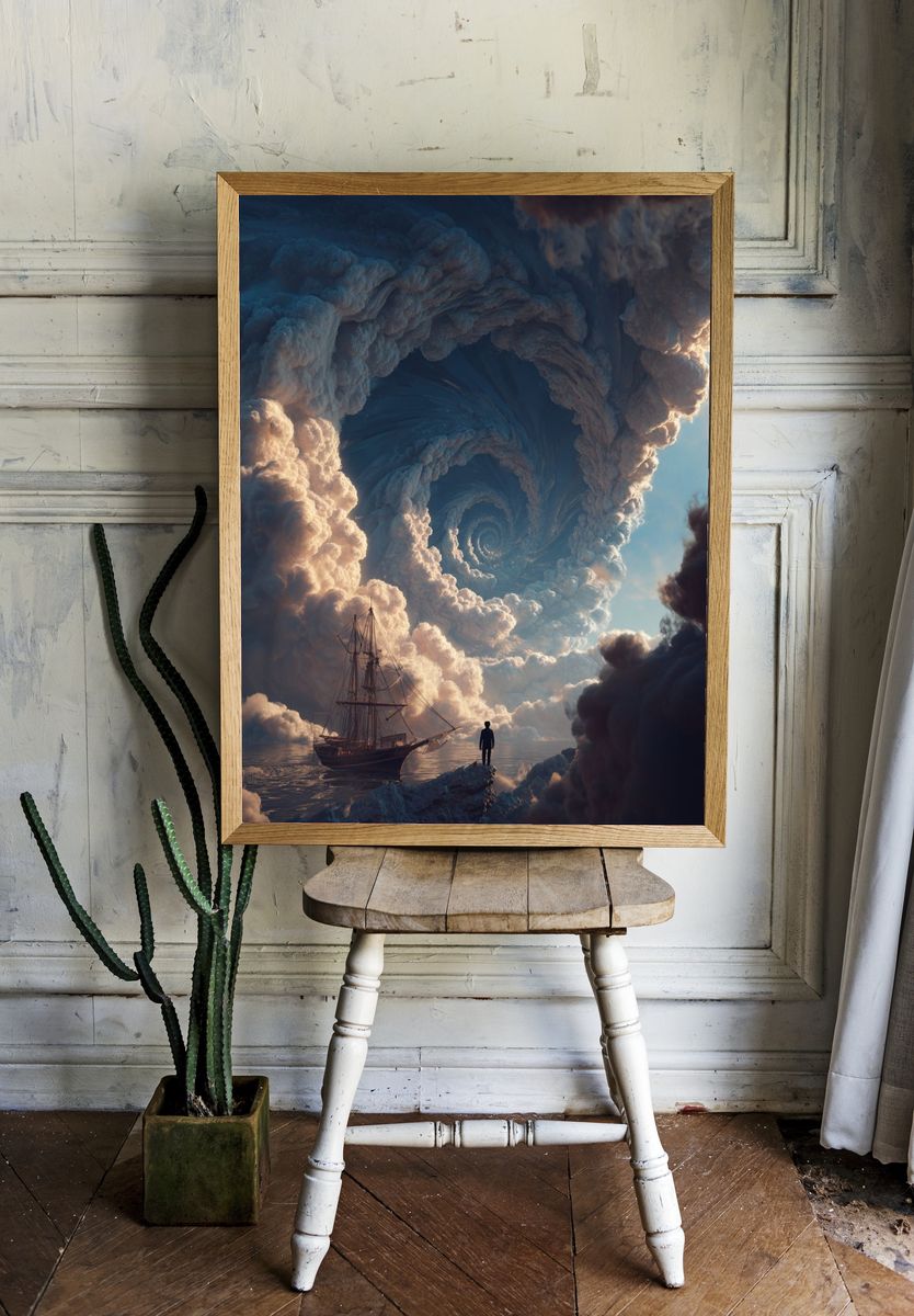 Surreal Cloud Spiral — Fine Art Print. — room view 1