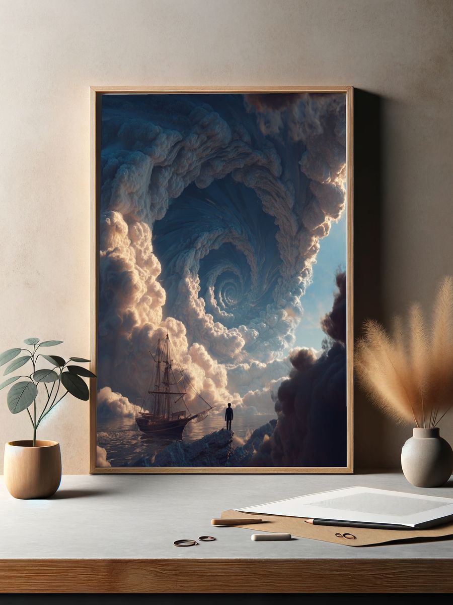 Surreal Cloud Spiral — Fine Art Print. — room view 2