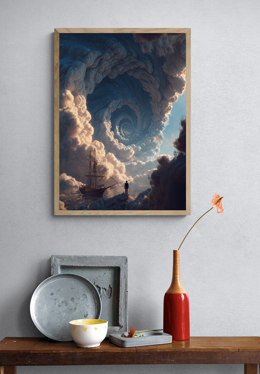 Surreal Cloud Spiral — Fine Art Print. — room view 3