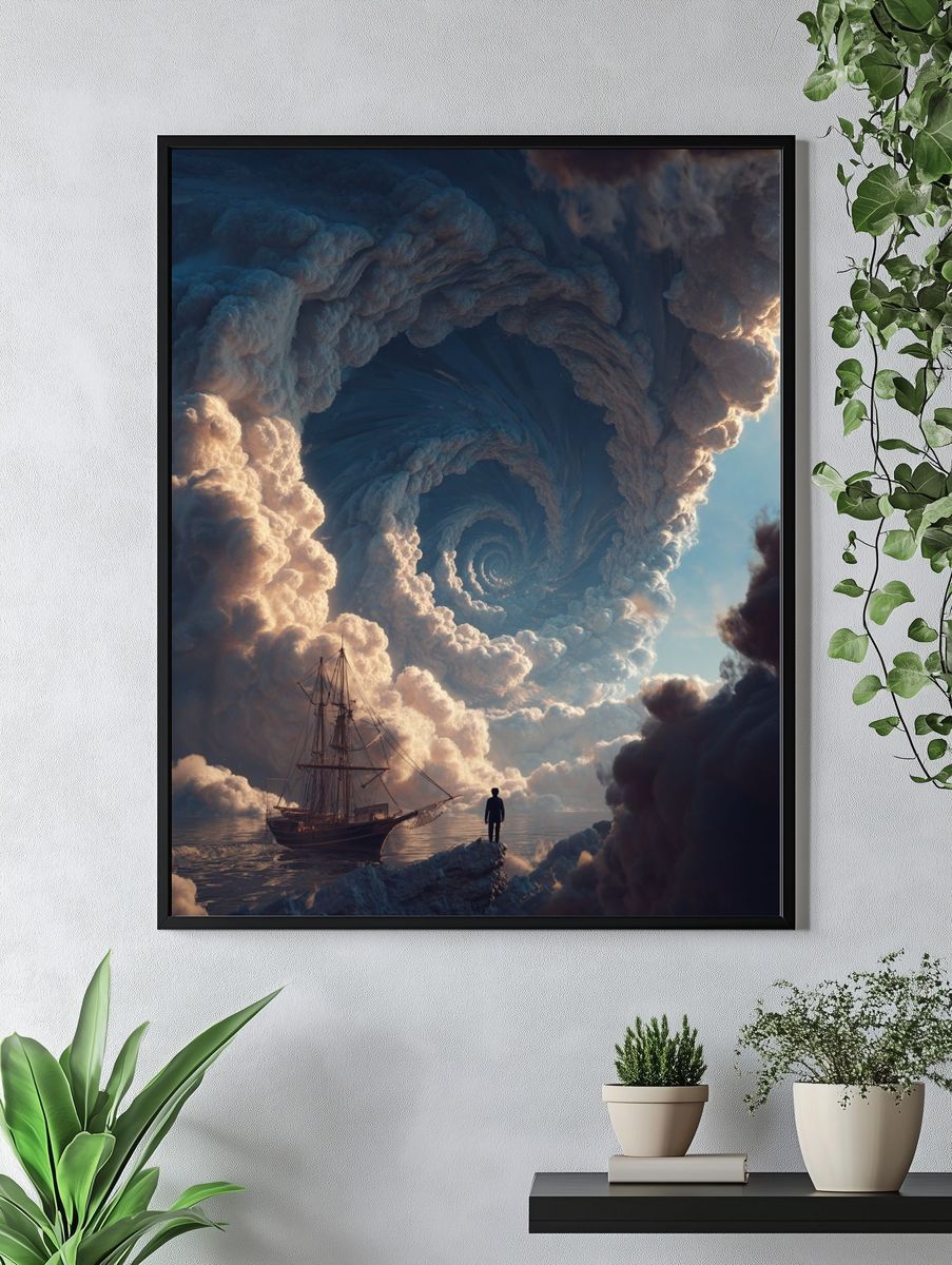 Surreal Cloud Spiral — Fine Art Print. — room view 4