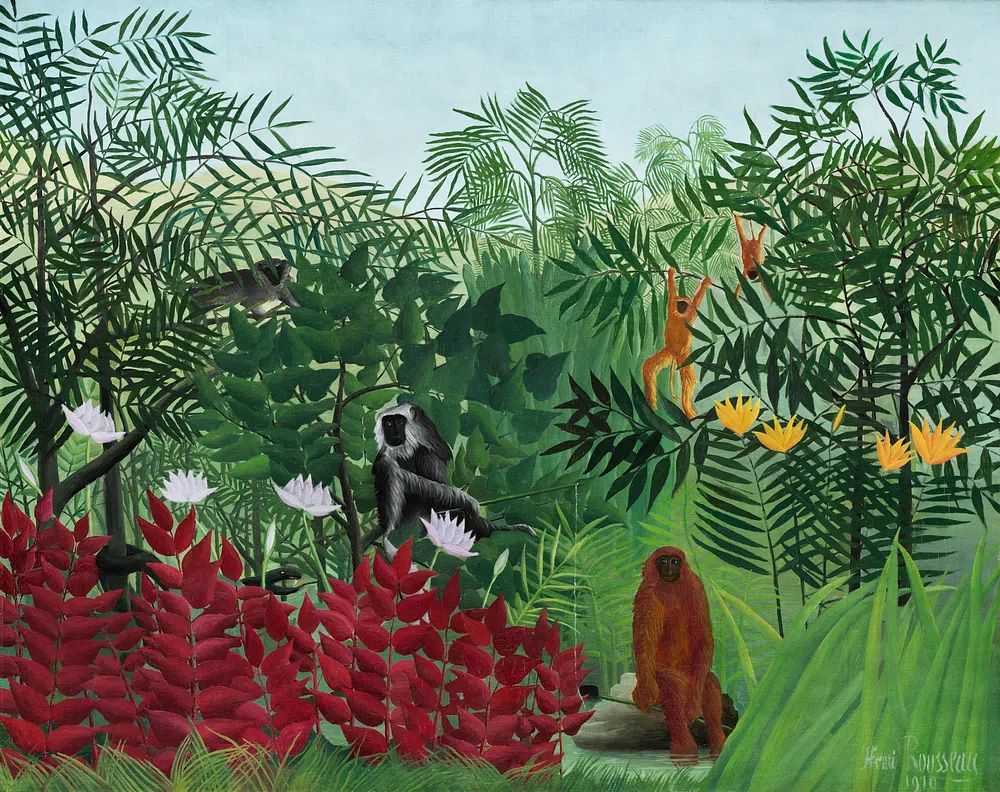 Tropical Forest Monkeys (1910) Henri. poster — fine-art art