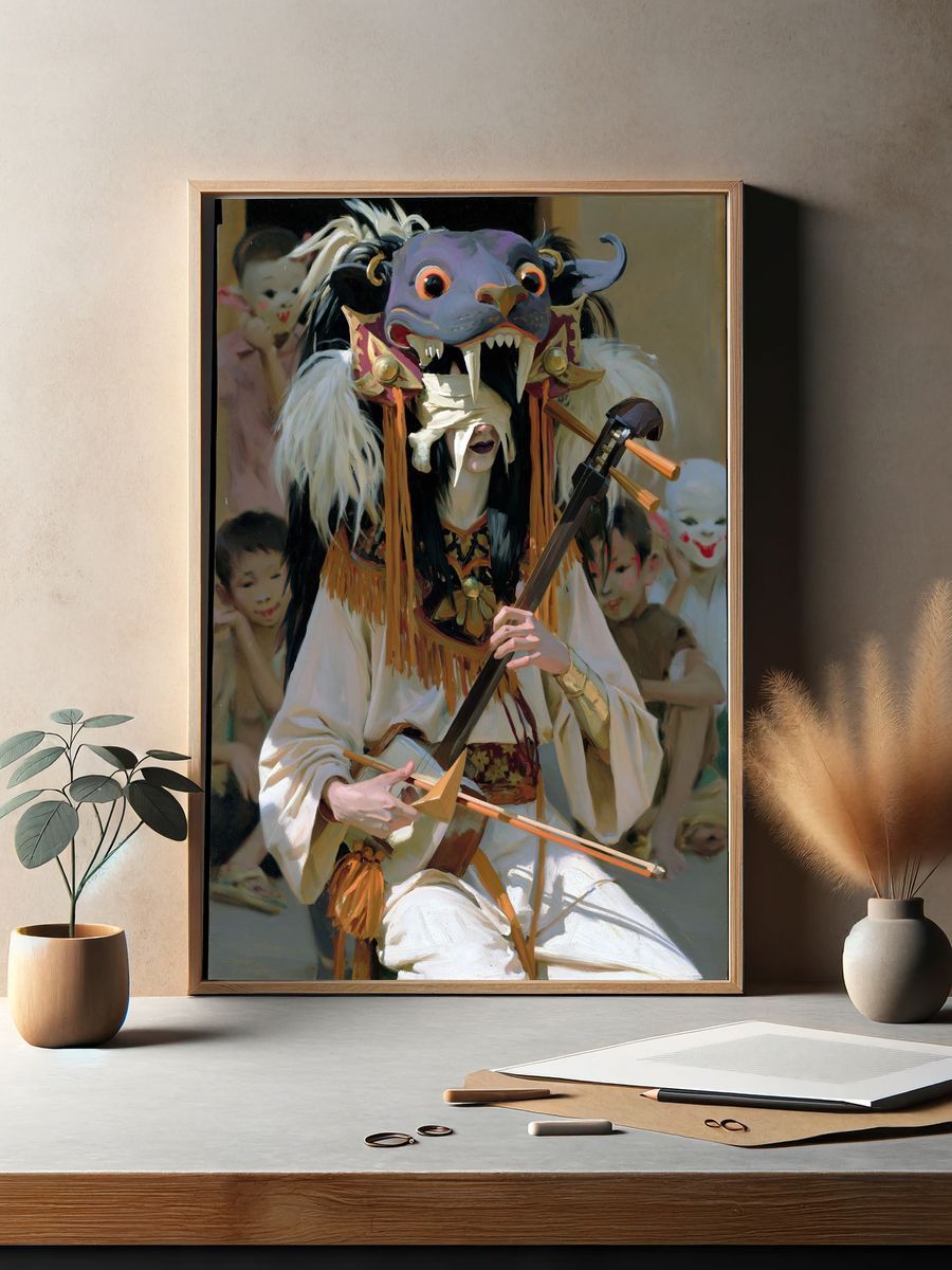 Masked Performer Fine-Art Poster. — room view 2