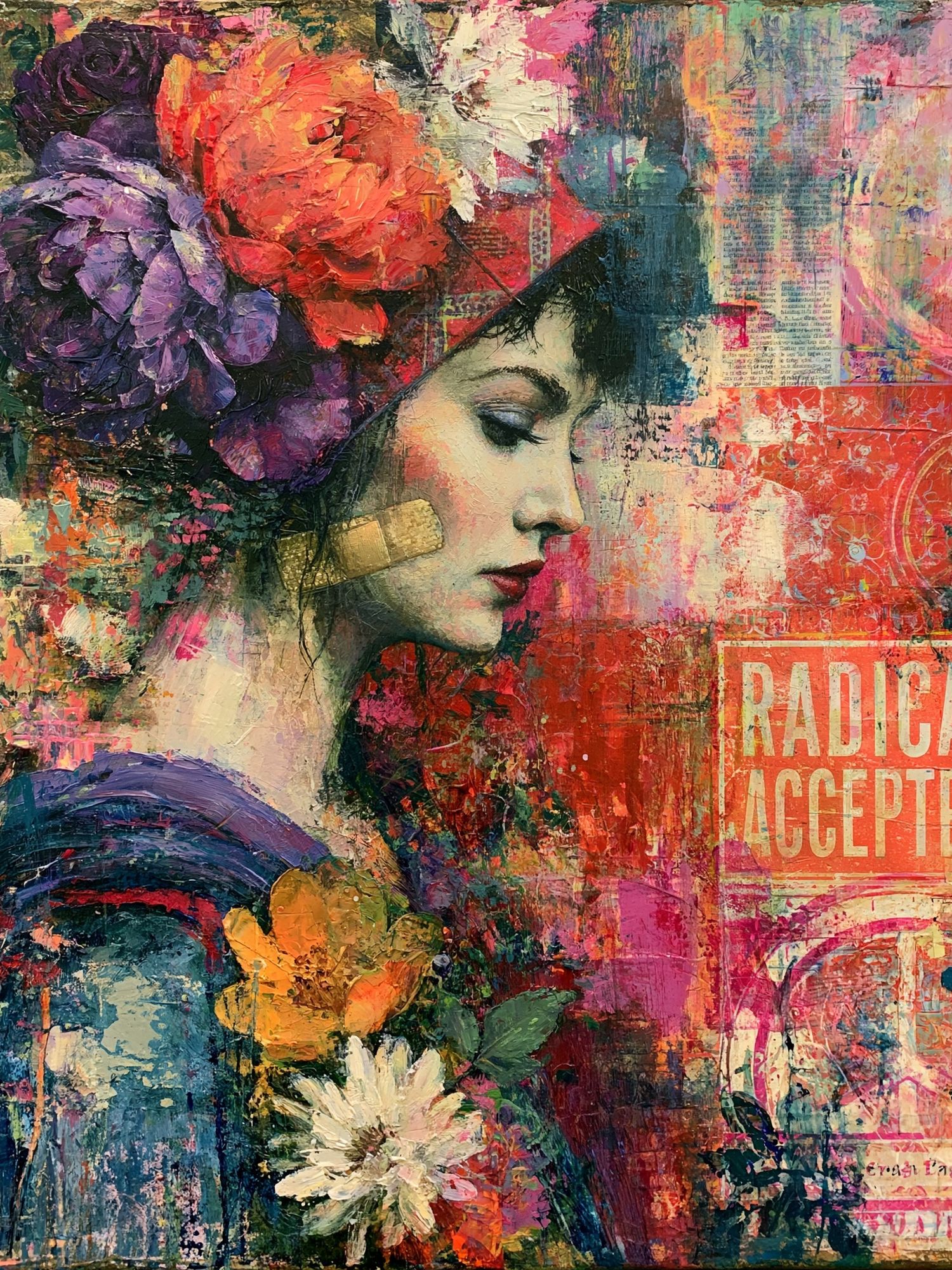 Radical Acceptance Floral Portrait Print. poster — fine-art art