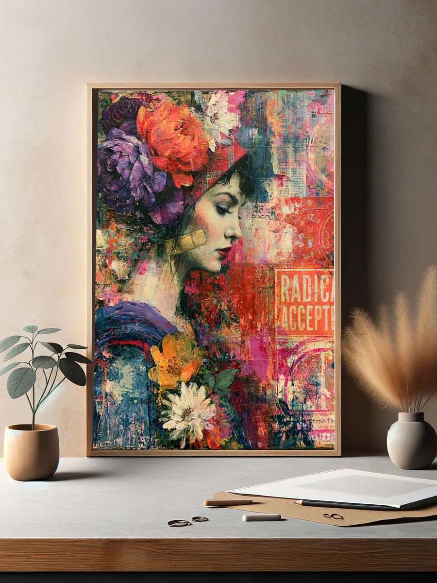 Radical Acceptance Floral Portrait Print. — room view 2