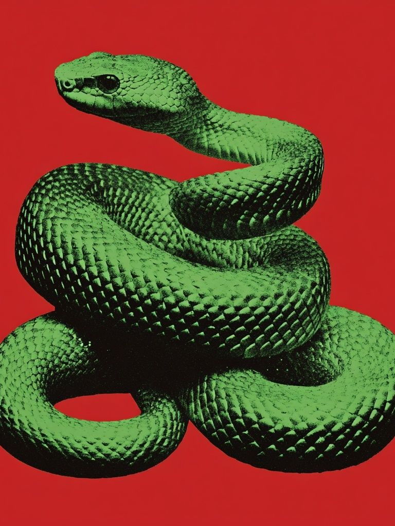 Green Snake Pop-Art Poster. poster detail