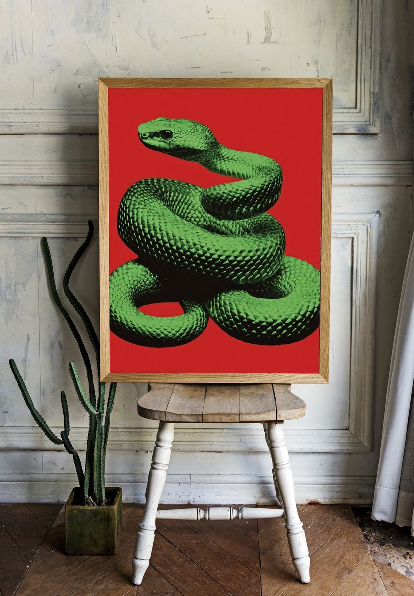 Green Snake Pop-Art Poster. room preview