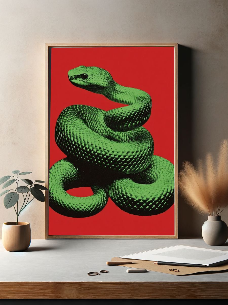 Green Snake Pop-Art Poster. — room view 2