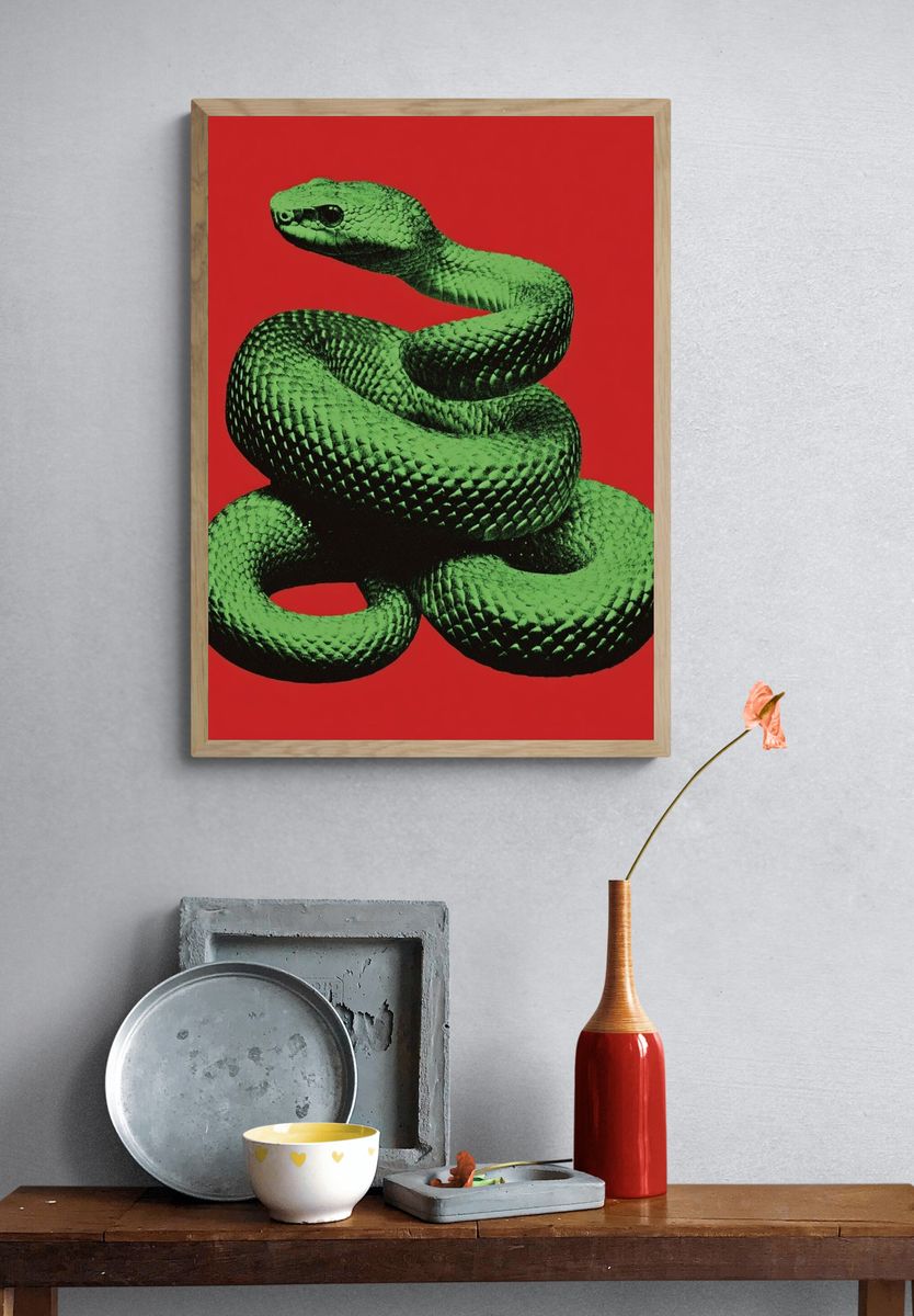 Green Snake Pop-Art Poster. — room view 3