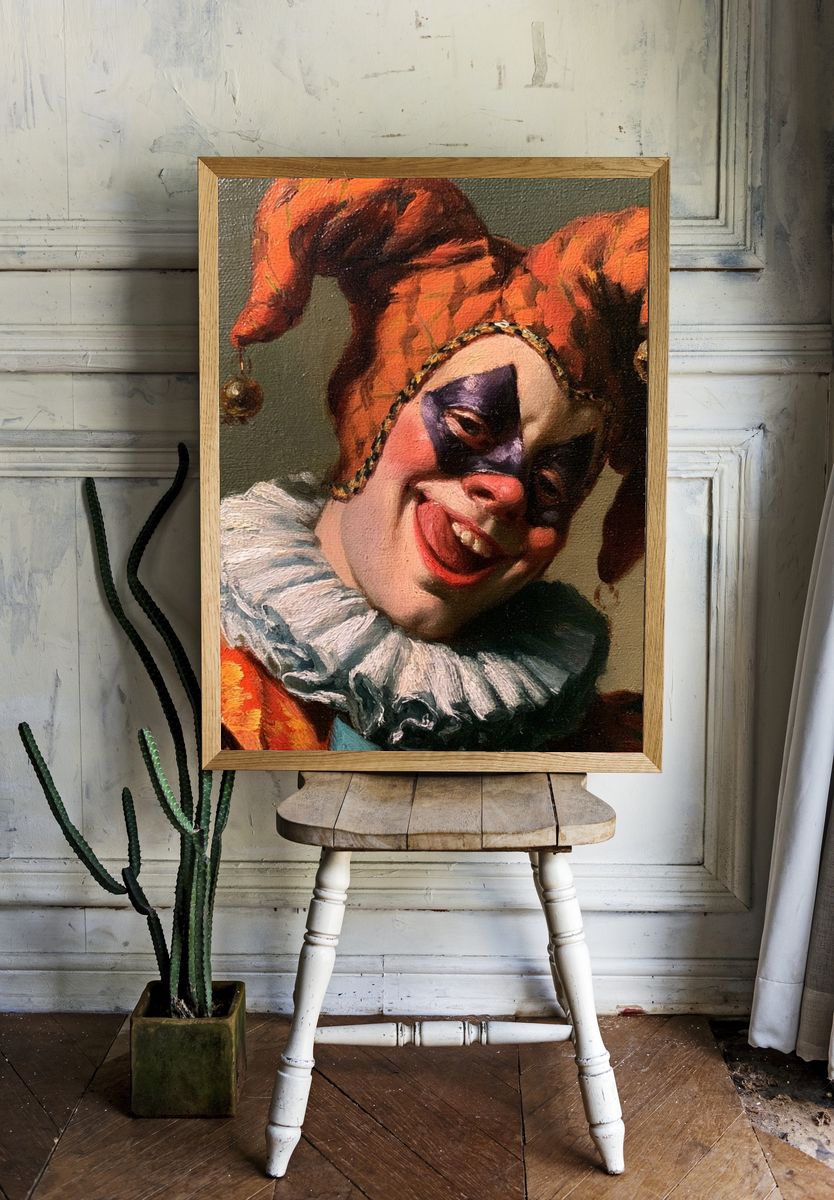 Harlequin Portrait Fine-Art Poster. room preview
