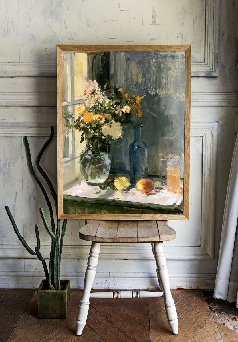 Sunlit Still Life — Fine-Art Print. room preview
