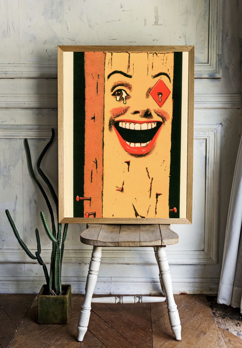 Surreal Laughing Face Pop-Art Print. room preview