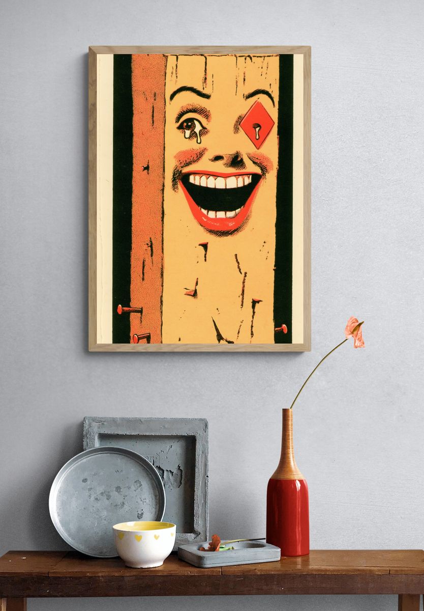 Surreal Laughing Face Pop-Art Print. — room view 3