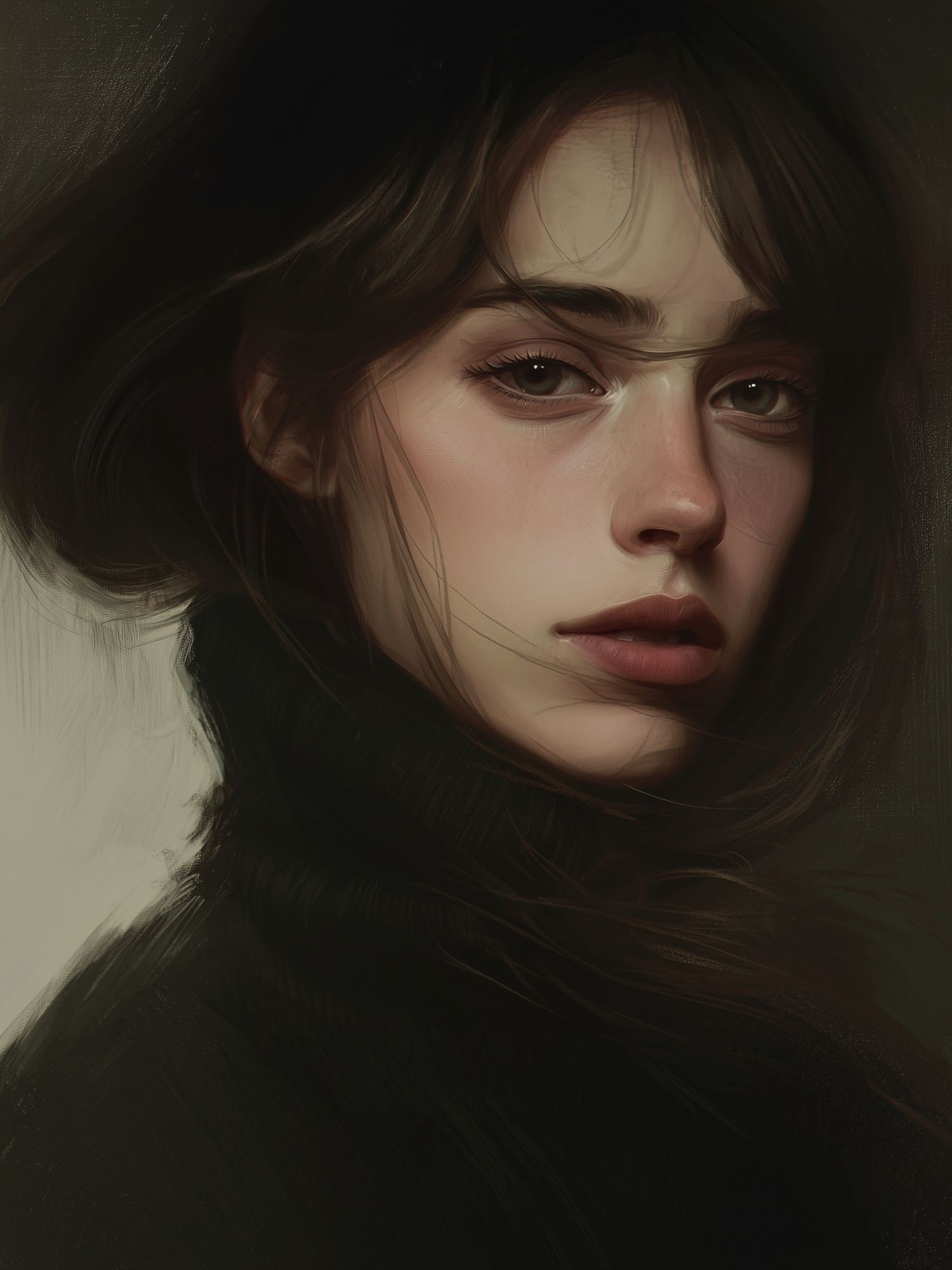 Moody Woman Portrait Print. poster — fine-art art