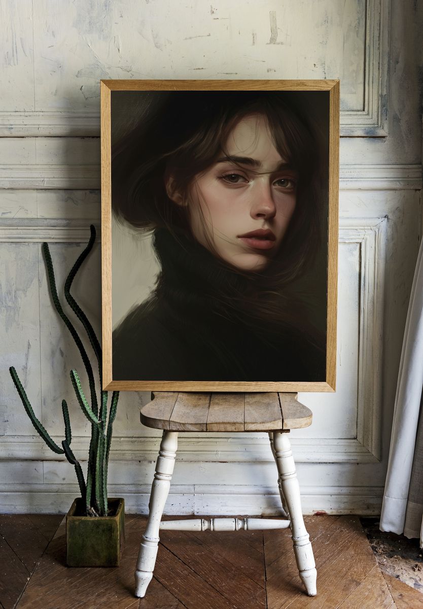Moody Woman Portrait Print. room preview