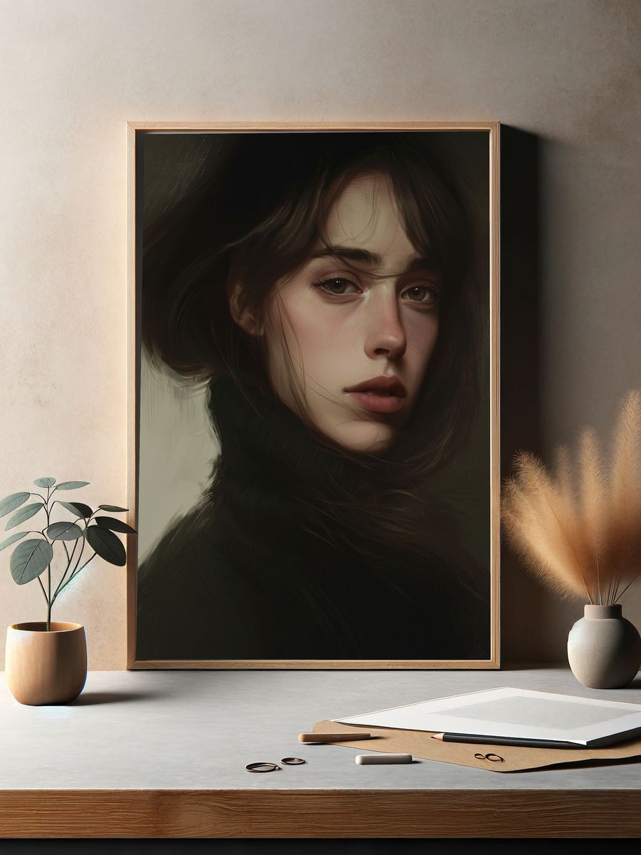 Moody Woman Portrait Print. — room view 2