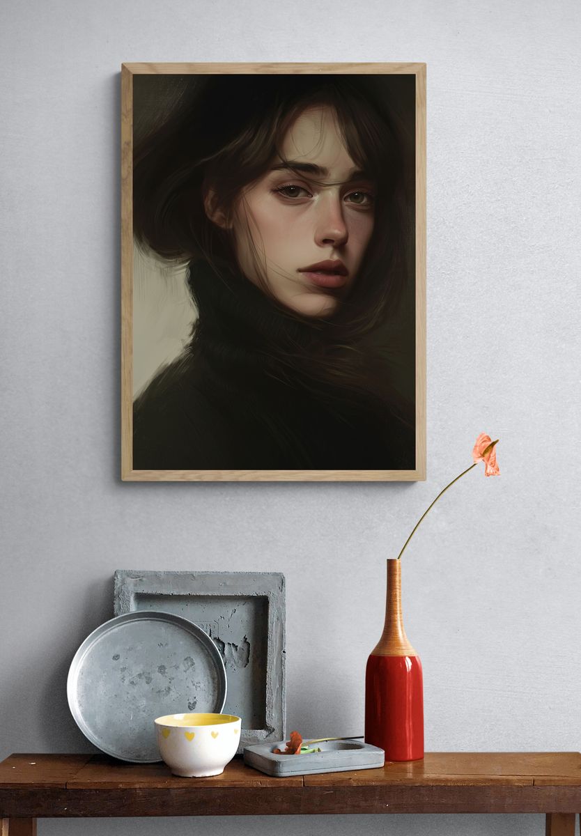 Moody Woman Portrait Print. — room view 3