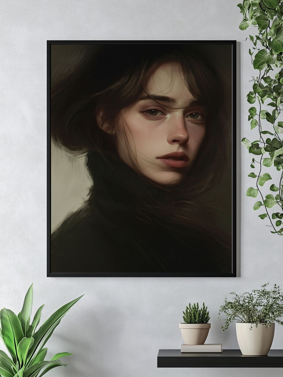 Moody Woman Portrait Print. — room view 4