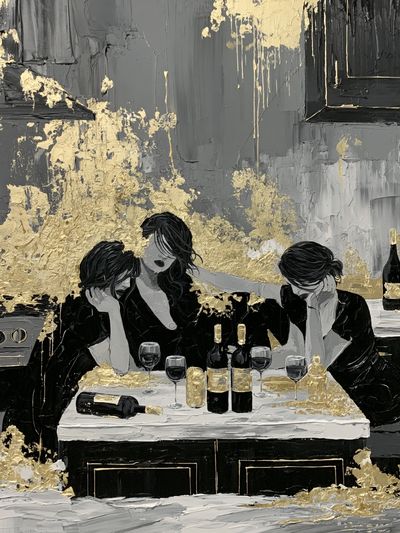 Champagne Dinner Party — Contemporary Print.