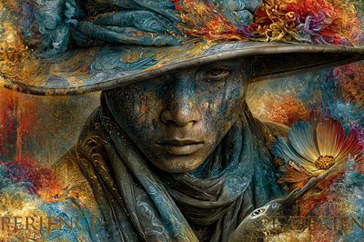 Mystic Floral Portrait Fine-Art Poster.