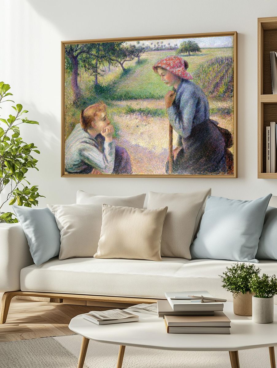 Two Women in a Field — Impressionist Print. — room view 2