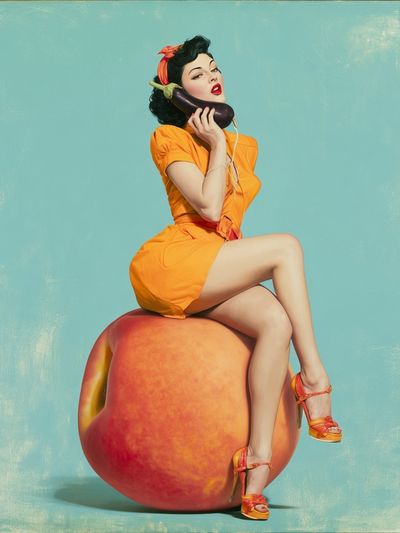 Retro Pin-Up Peach Poster.