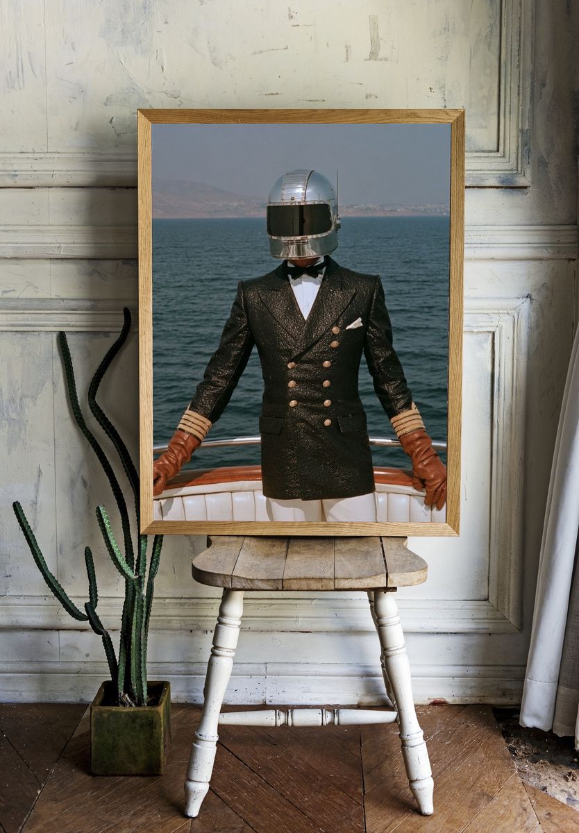 Helmeted Captain Portrait Print. room preview