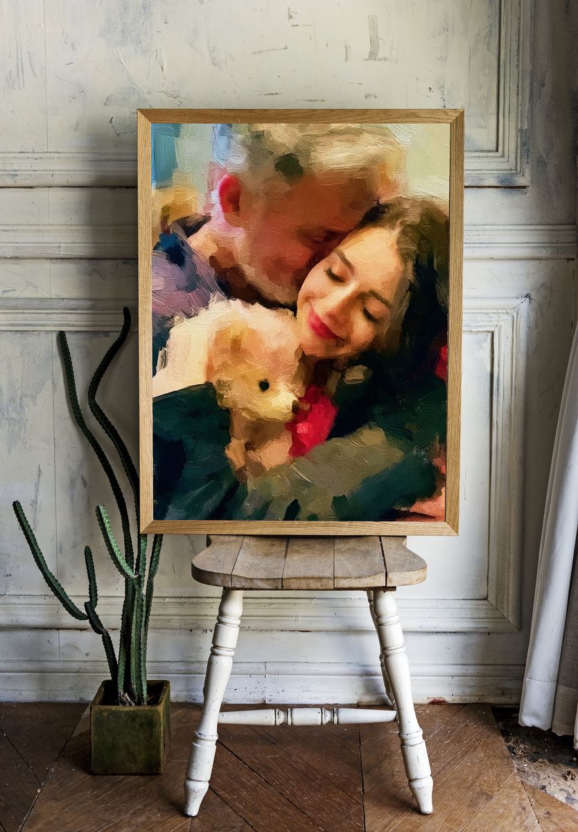Mother and Child Oil Portrait Poster. — room view 1