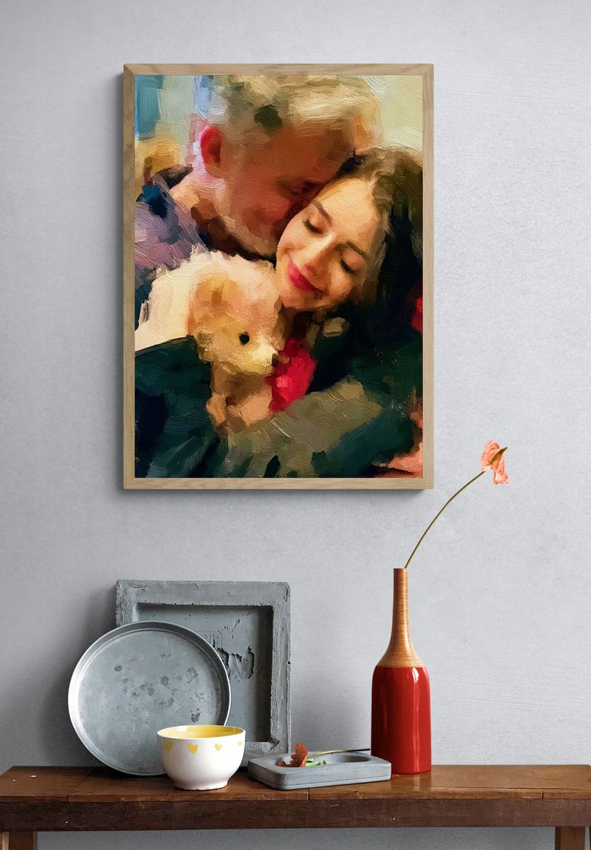 Mother and Child Oil Portrait Poster. — room view 3