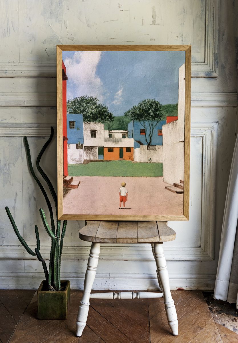 Village Courtyard Fine-Art Poster. — room view 1