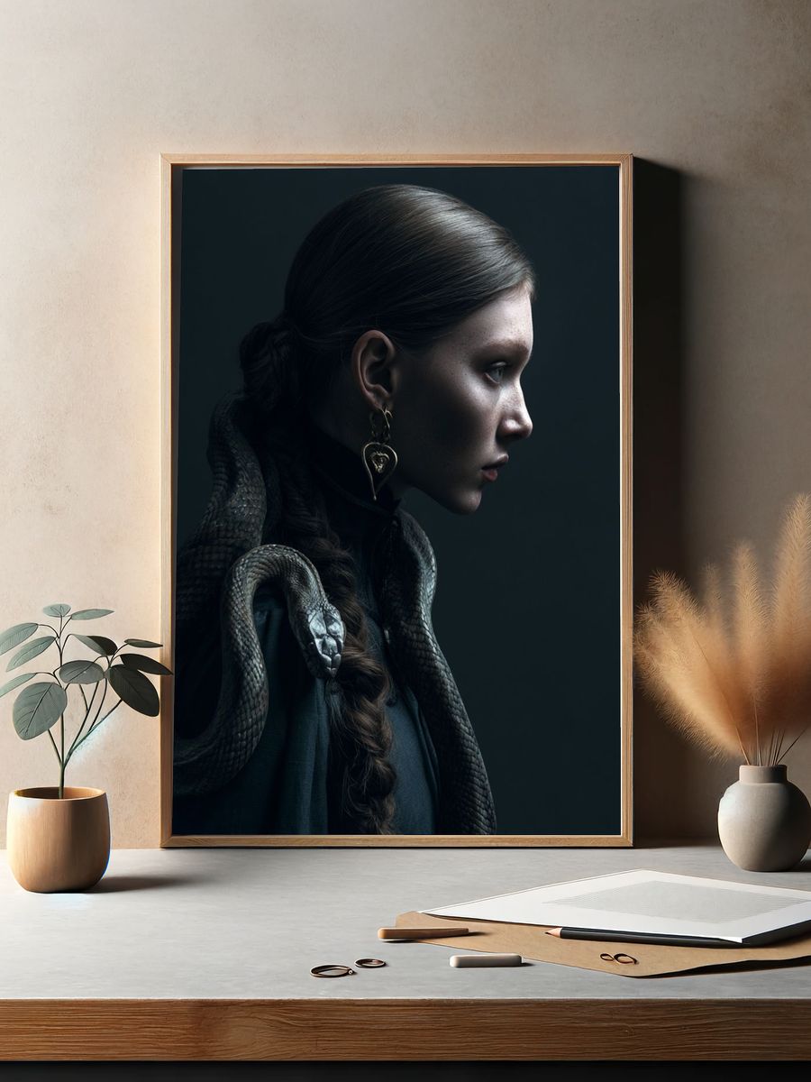 Serpent Portrait — Dark Fantasy Print. — room view 2