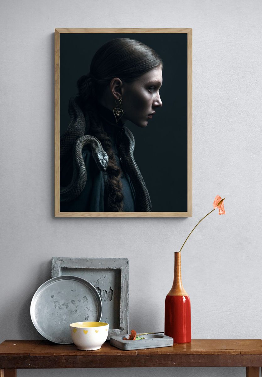 Serpent Portrait — Dark Fantasy Print. — room view 3