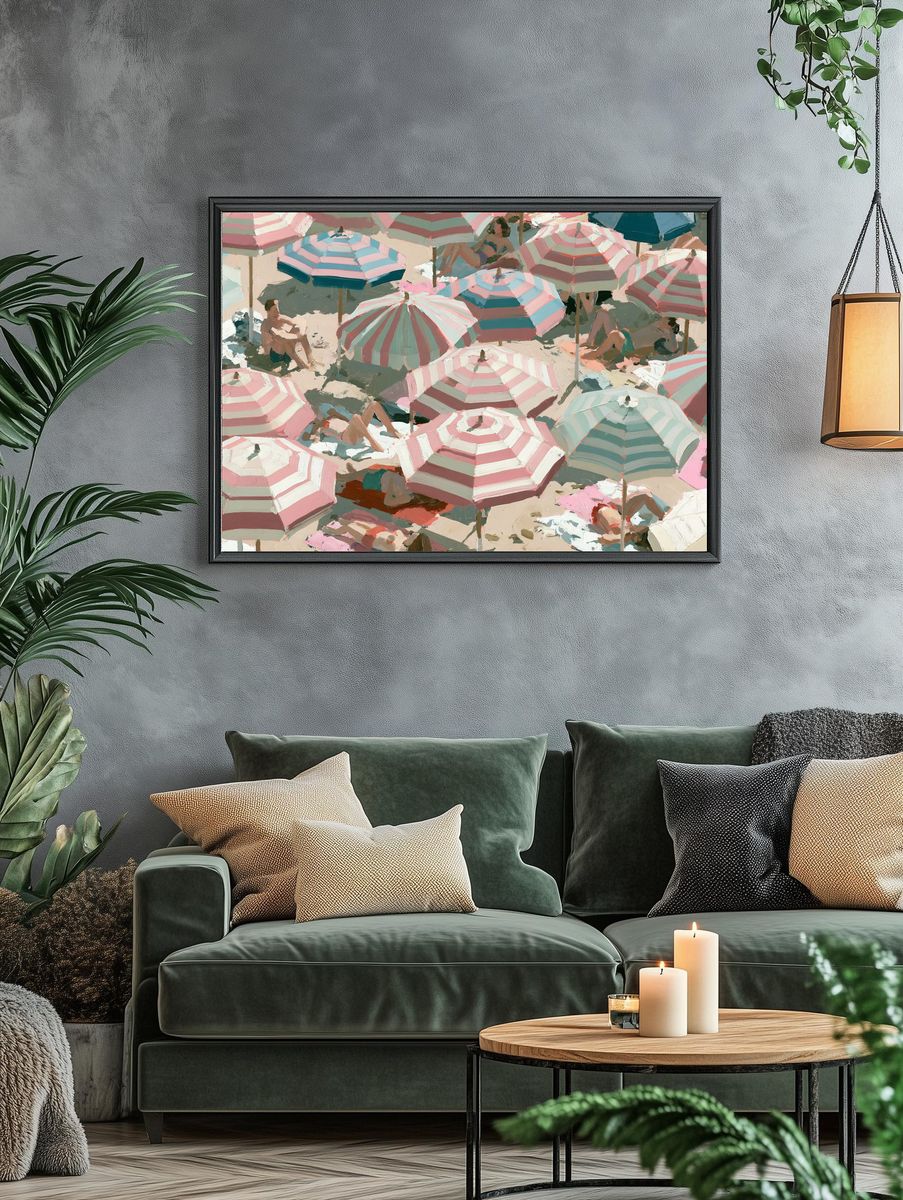 Striped Beach Umbrellas Fine-Art Print. — room view 4