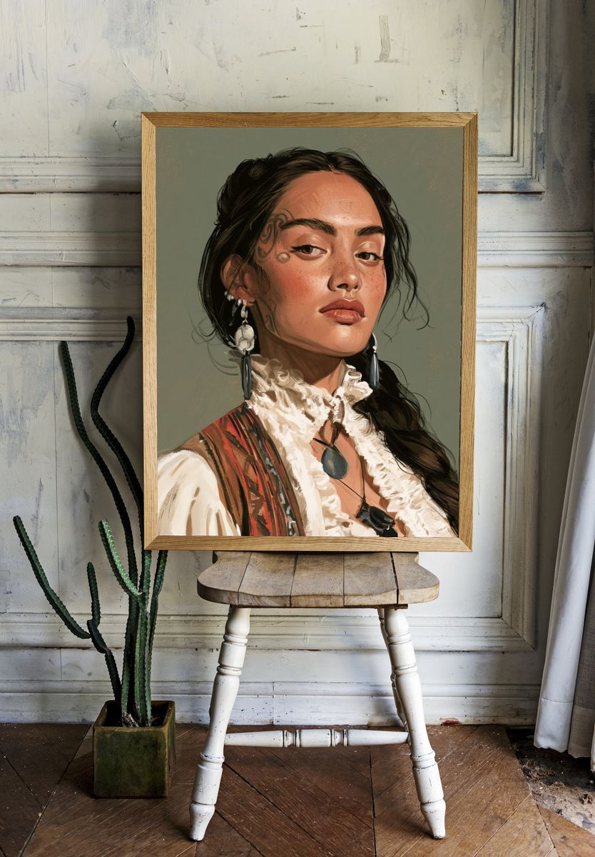 Tattooed Woman Portrait Print. room preview