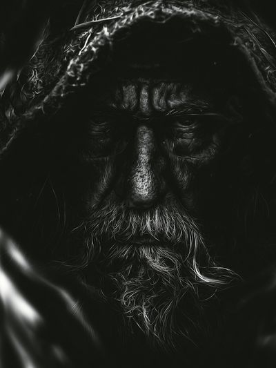 Hooded Elder Portrait Print.