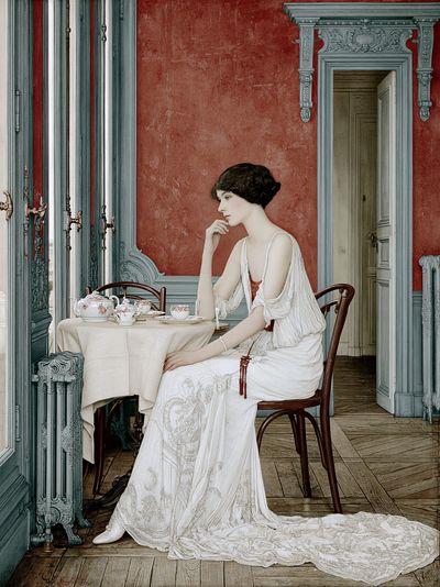 Elegant Woman in Interior Fine-Art Poster.