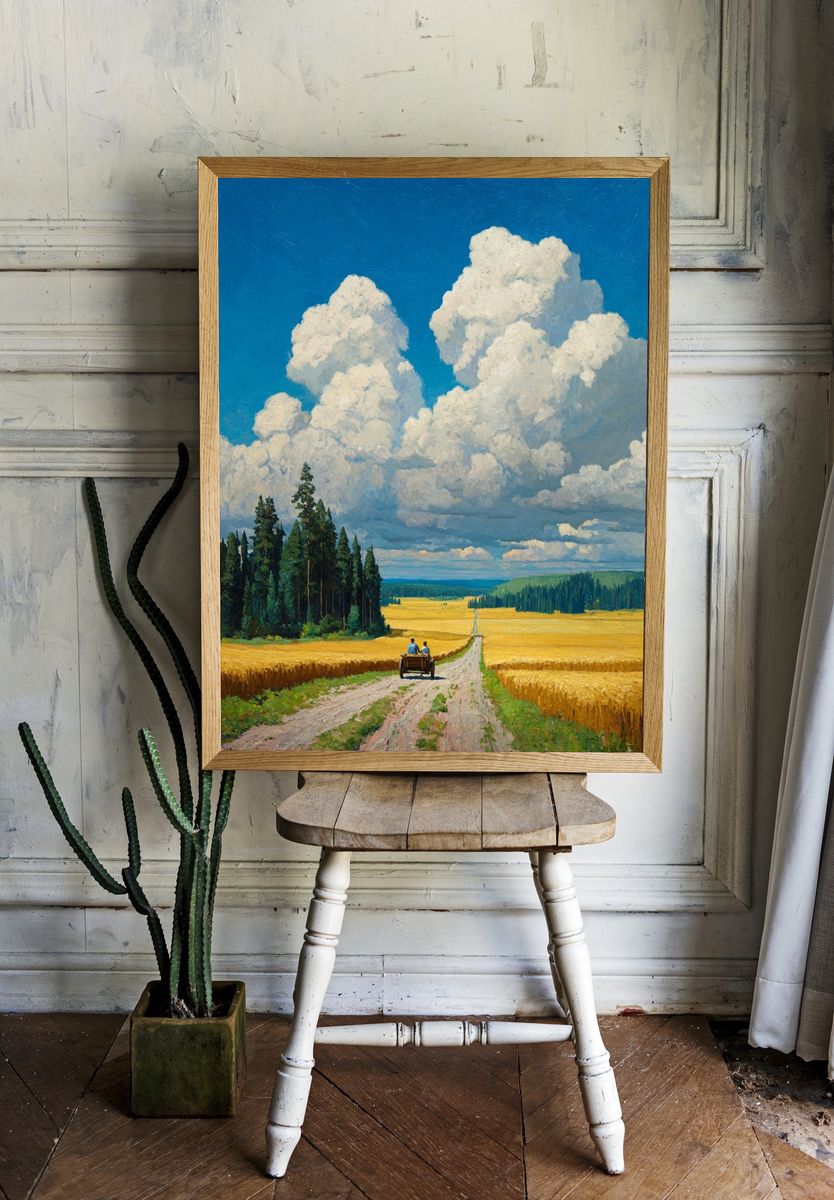 Golden Wheat Field Landscape Print. — room view 1