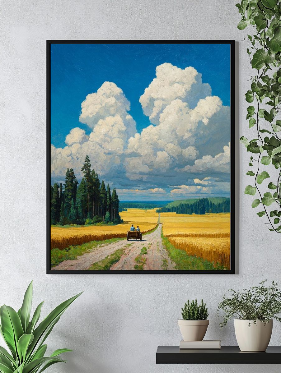 Golden Wheat Field Landscape Print. — room view 4