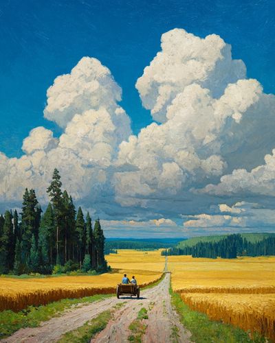 Golden Wheat Field Landscape Print. poster print