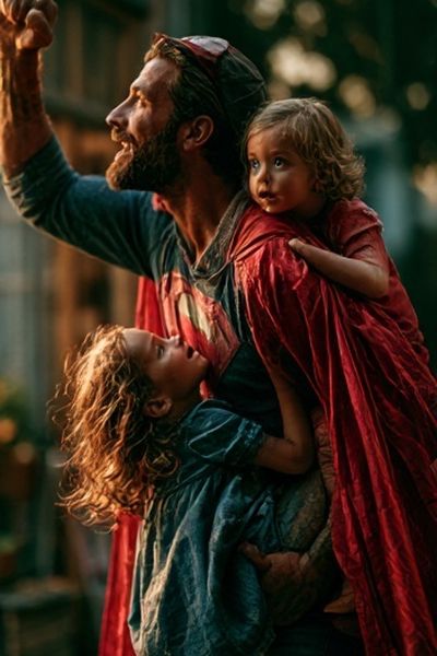 Father and Children Portrait Poster. poster
