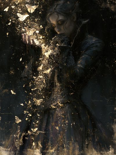 Golden Moth Portrait Print.