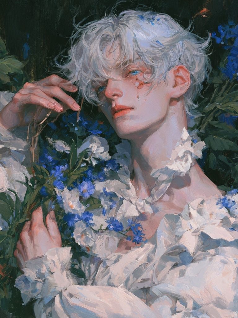 Blue Flower Portrait Fine-Art Print. poster detail