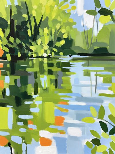 Lime Lake Reflection Abstract Print.