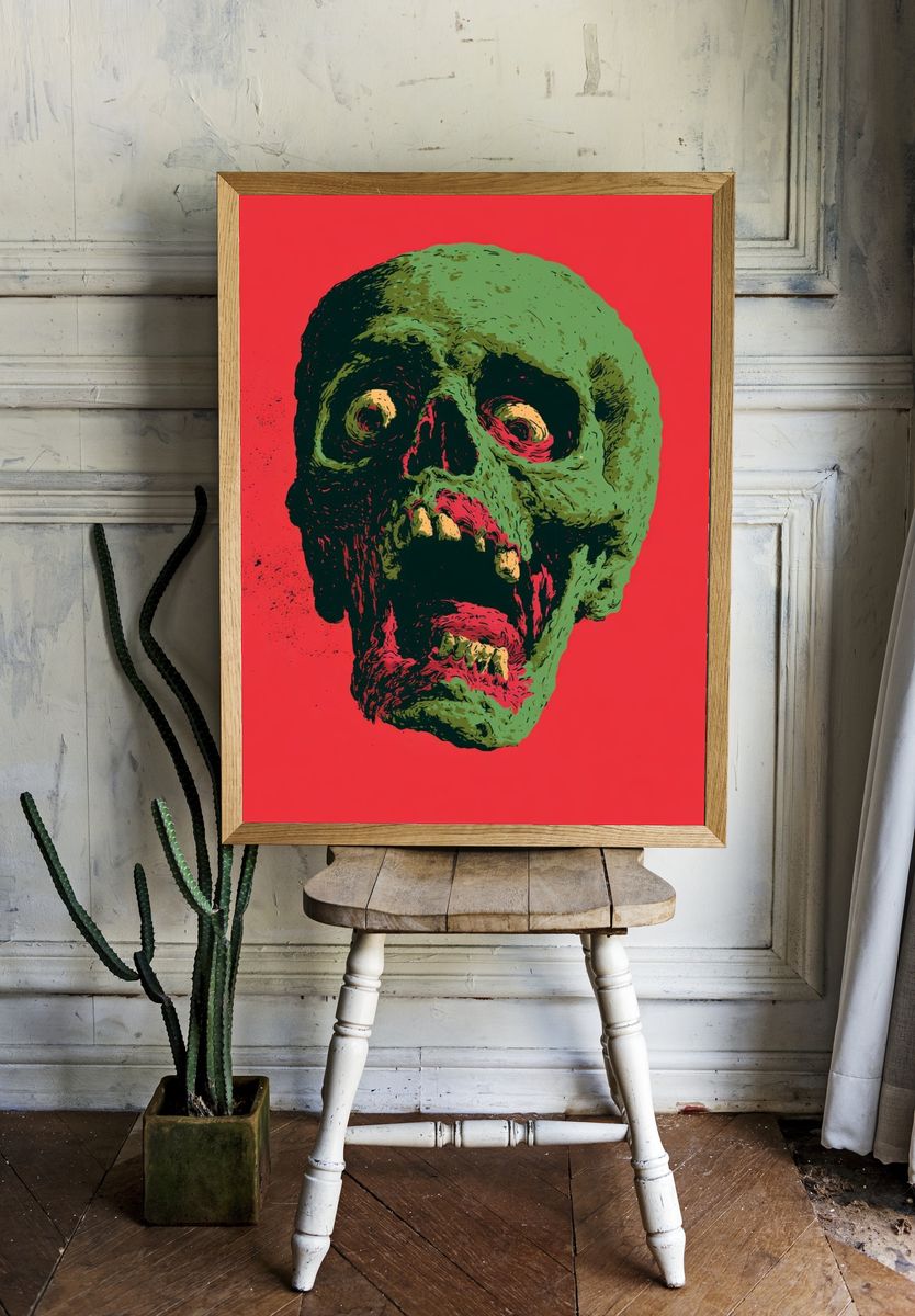 Zombie Skull Pop-Art Poster. room preview