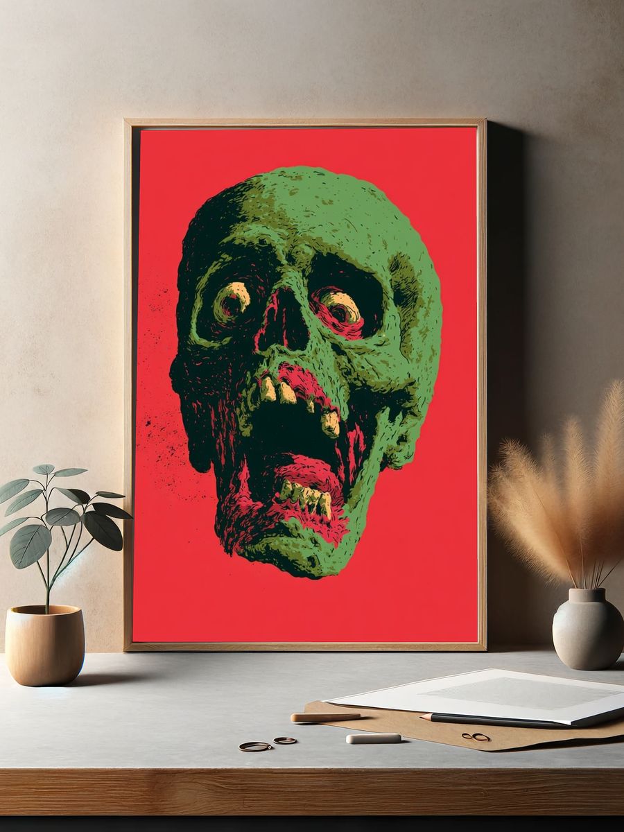 Zombie Skull Pop-Art Poster. — room view 2