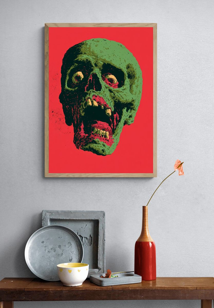 Zombie Skull Pop-Art Poster. — room view 3