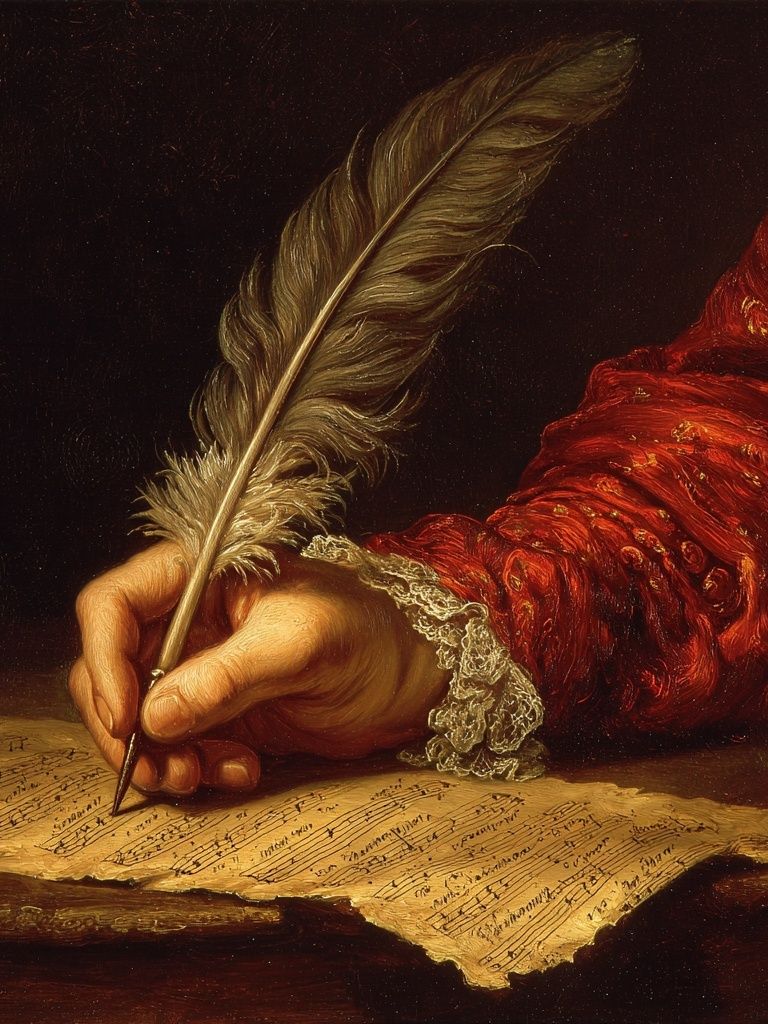 Writing Hand with Quill — Fine Art Print. poster — fine-art art