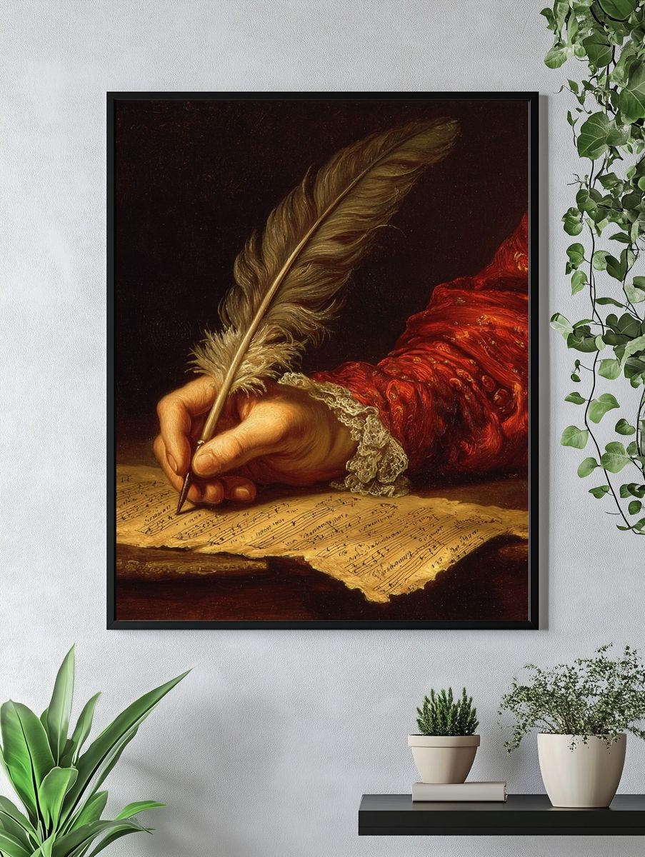 Writing Hand with Quill — Fine Art Print. — room view 4